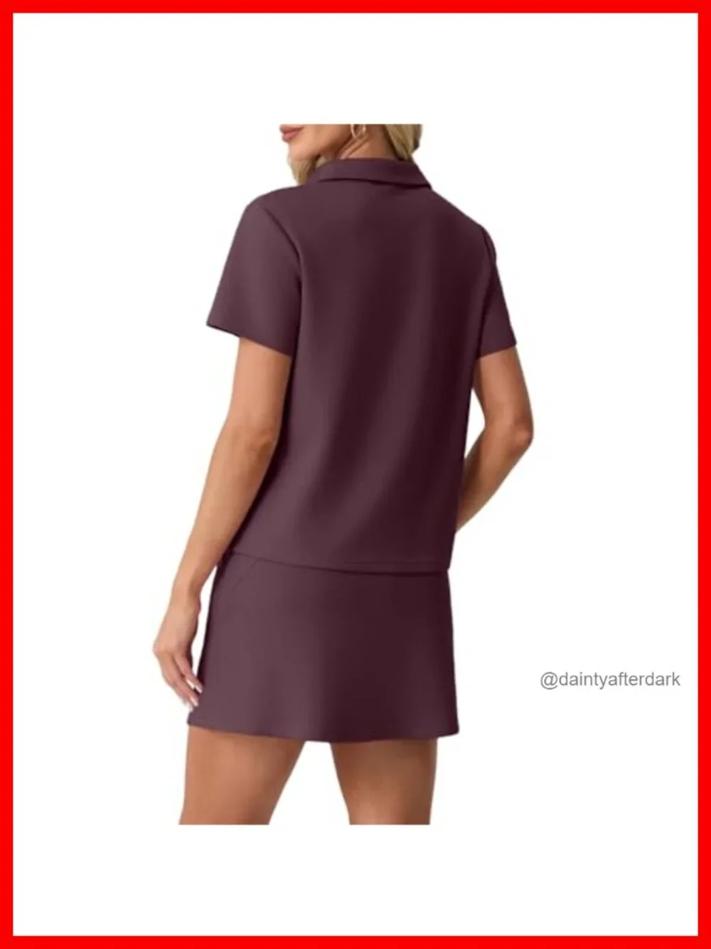 Women's 2 Piece Skort Set Half Zip Short Sleeve Top & Pocketed Tennis Skirt